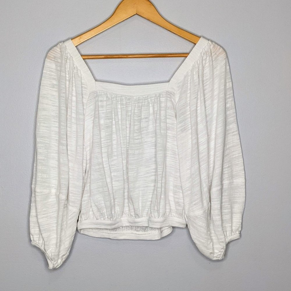 Free People White Square Neck Balloon Sleeve Top S - Picture 8 of 8